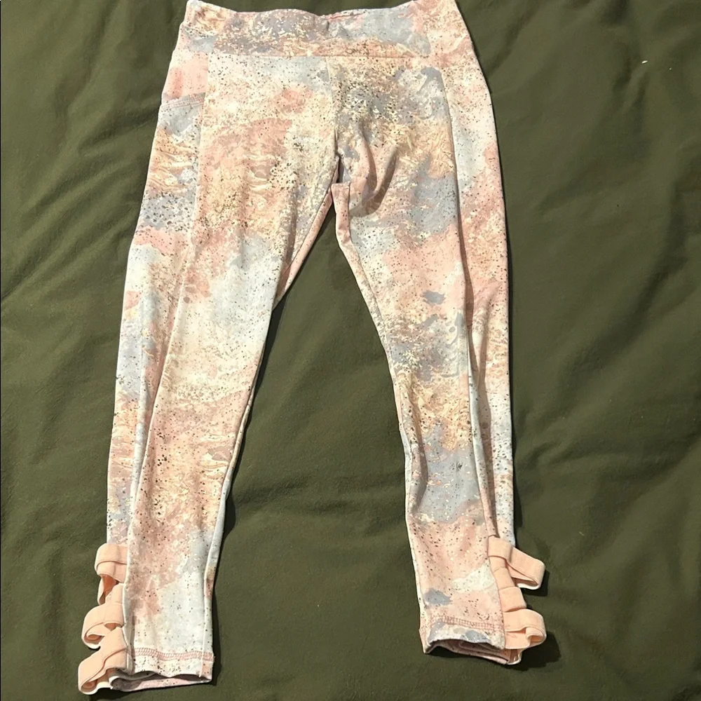 Justice Pastel Splatter Leggings with Ankle  Details